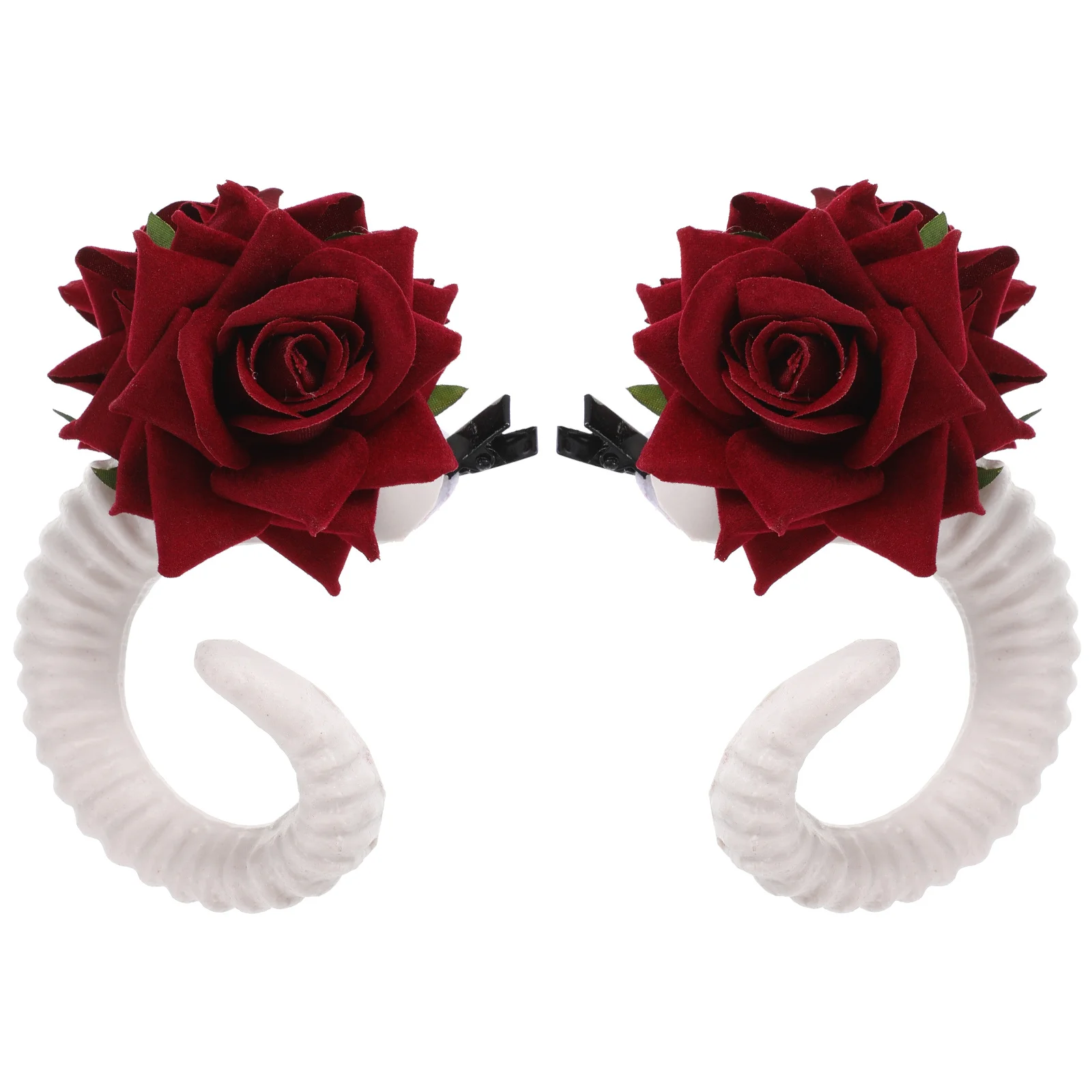 دبوس شعر فريد من نوعه على شكل قرون الأغنام وزهرة الورد خفيف الوزن ومتين للهالوين زي تنكري للحفلات DIY إكسسوار زينة للشعر #5