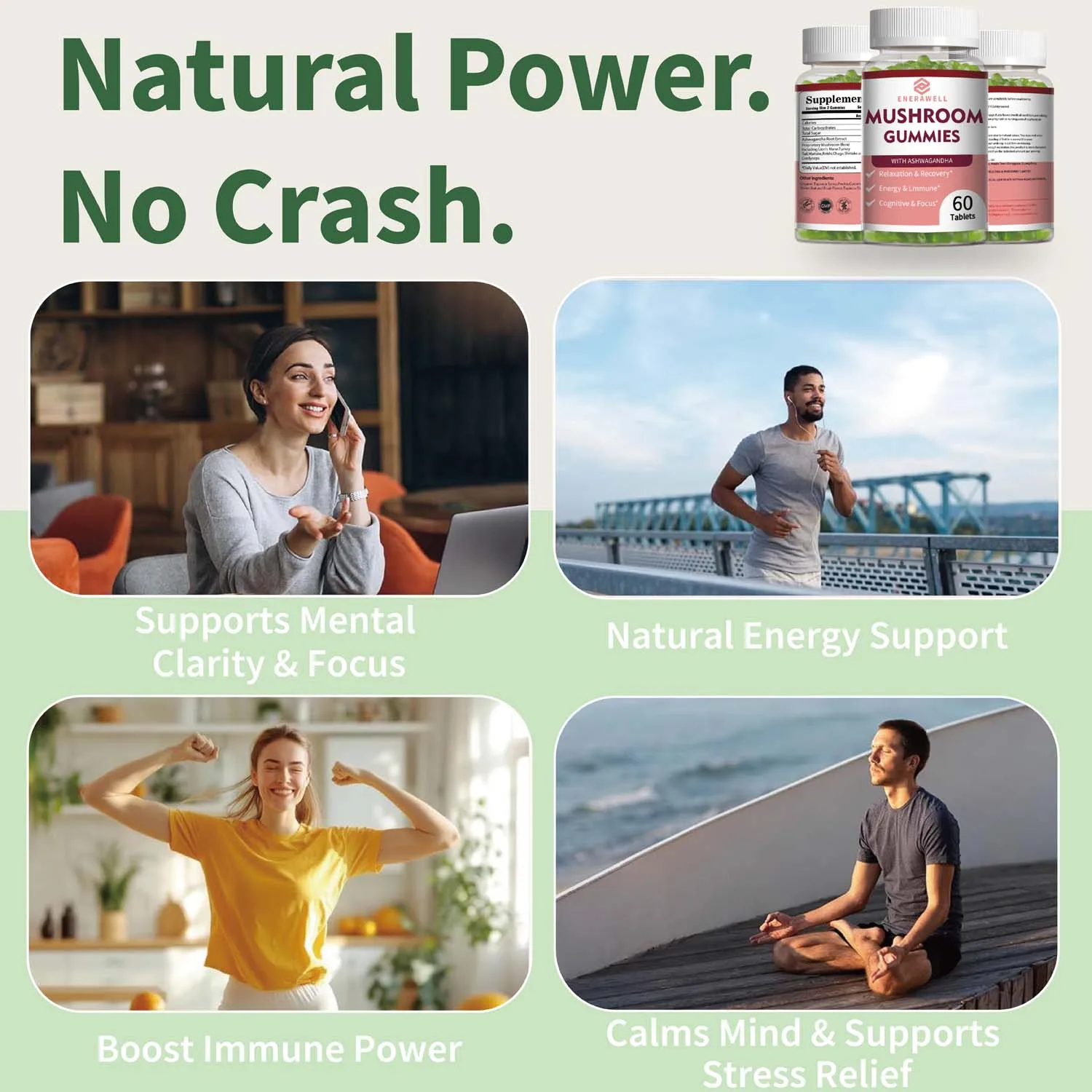 Mushroom Super Blend Complex - Brain Nervous System Health and Memory Supplements Immunity Sleep Energy Mood Support
