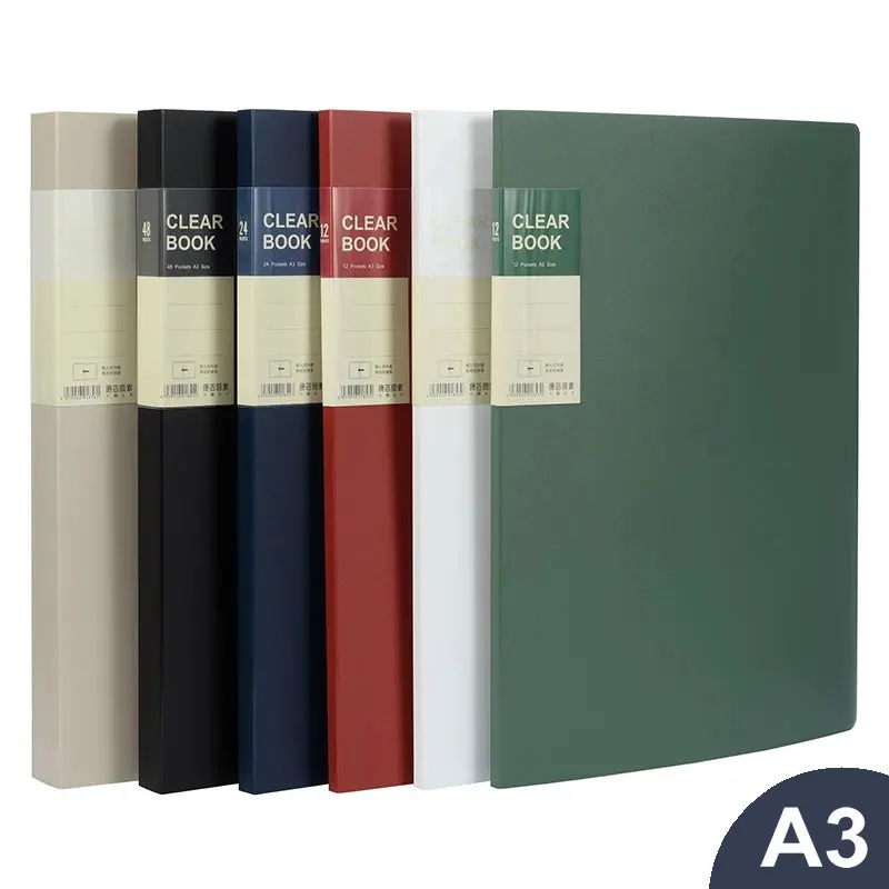 

HD Transparent Pocket File Folder A3 Document Organizer Display Book A3 Drawing Folder Paintings Collection Portafolio Folder