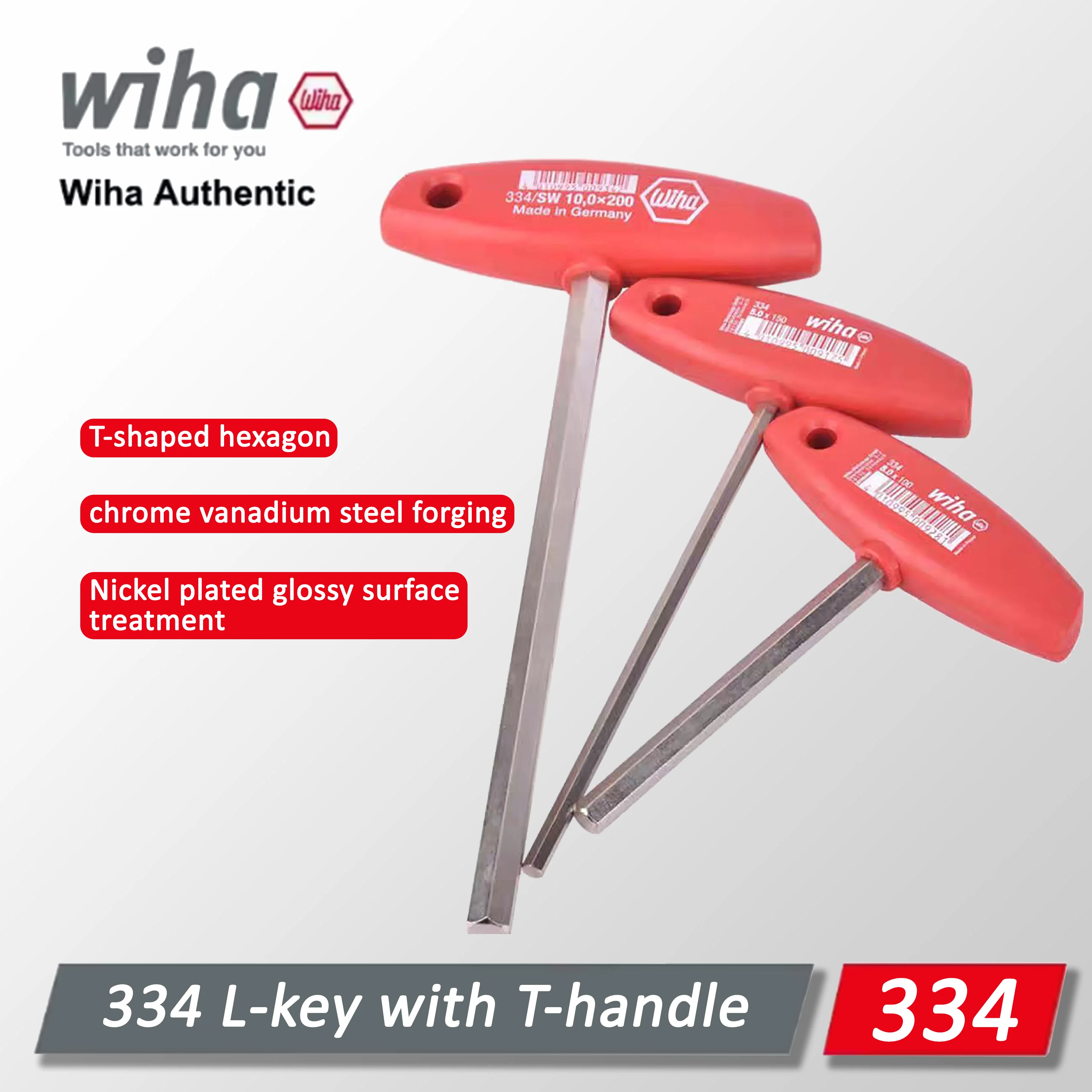 

Wiha 334 L-образный ключ с Т-образной рукояткой, Т-образный шестигранный ключ-отвертка, прочный инструмент для промышленного обслуживания, аксессуары.