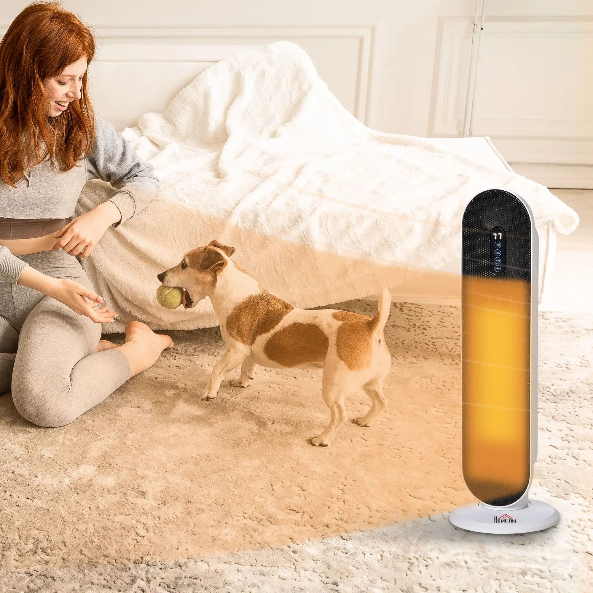 Home Space Heater, Portable Electric Heaters with 45 Degree Oscillation, Remote Control, 24H Timer and Overheating Protection