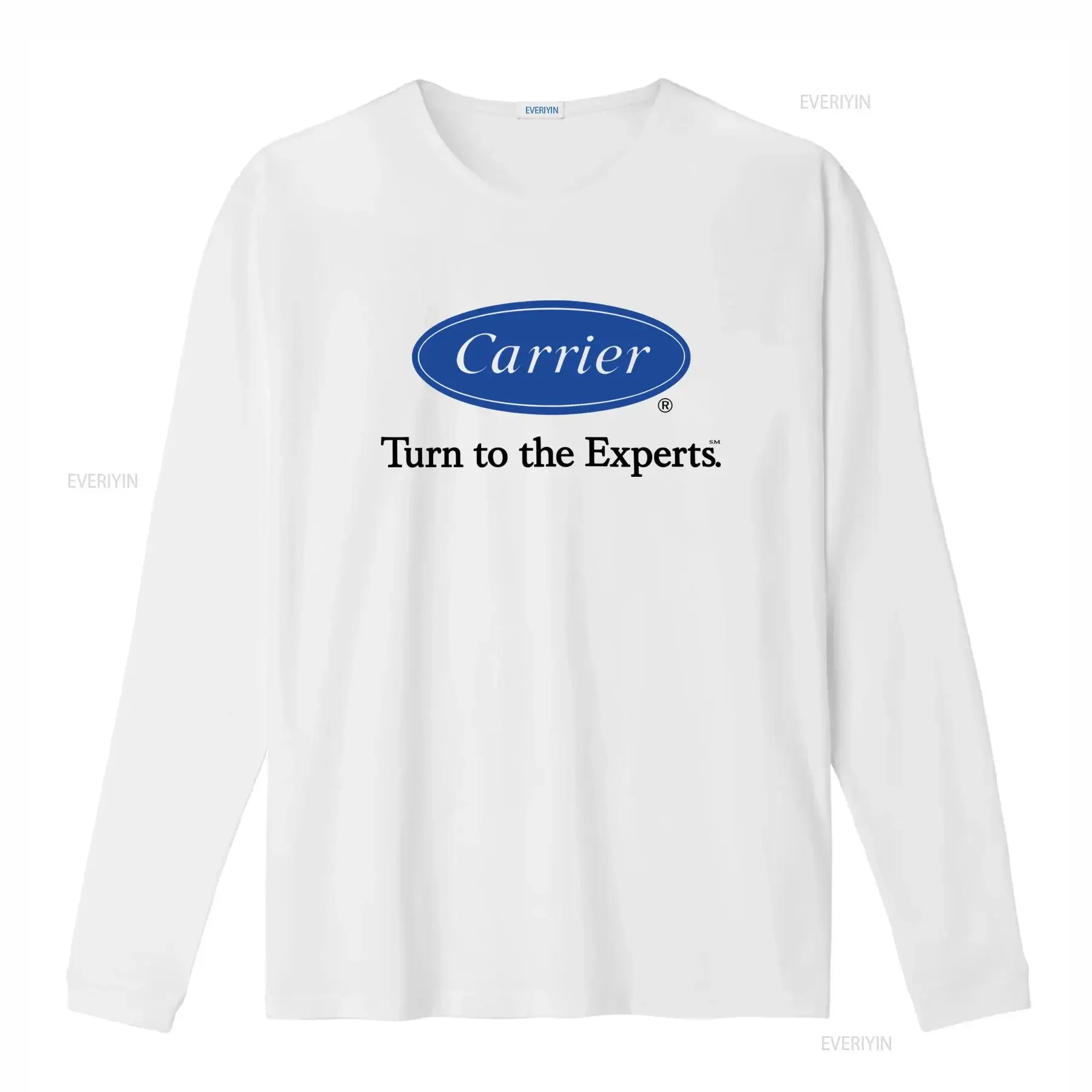 Carrier Logo White T Shirt HVAC Air Conditioning House Shop Work Turn to the Experts vintage Washed Versatile Breathable