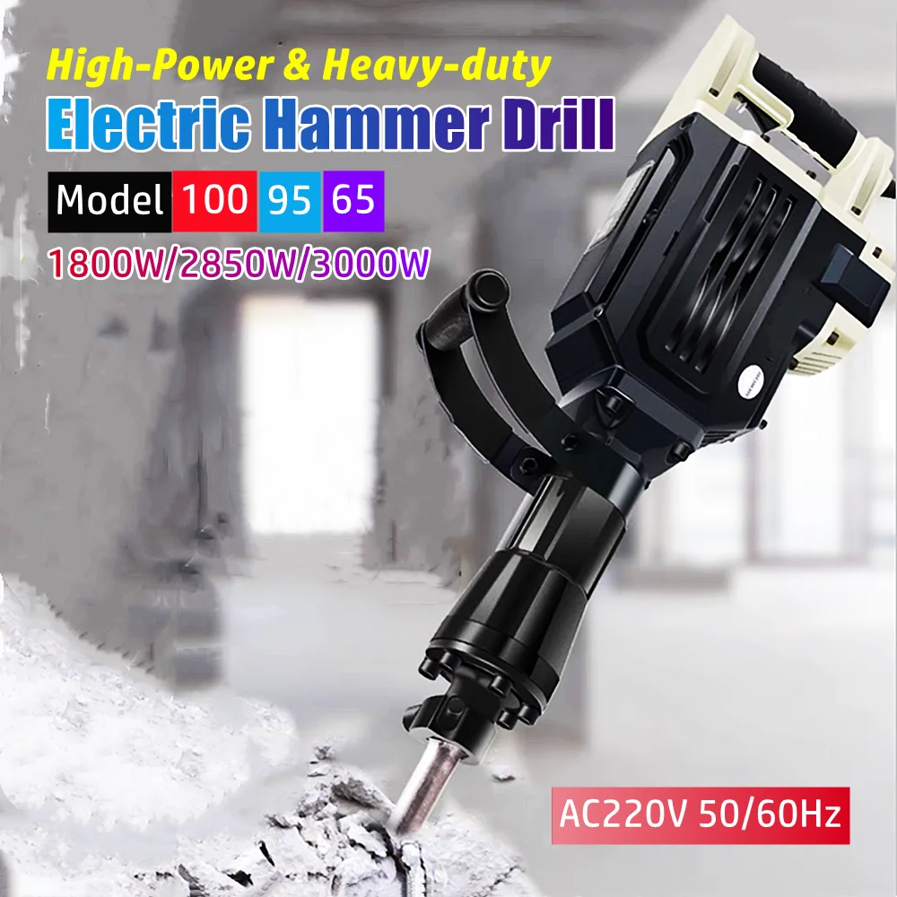 

1800W/2850W/3000W High-power Electric Hammer Heavy Duty Concrete Demolition Jackhammer 65mm/95mm/100mm Electric Impact Drill