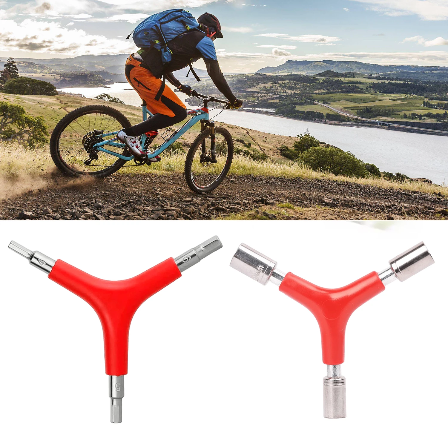 Multi-Functional Bicycle Wrench -Triangular Design ， Lightweight & Portable ，Durable 3-in-1 Tool for Versatile Bike Repair