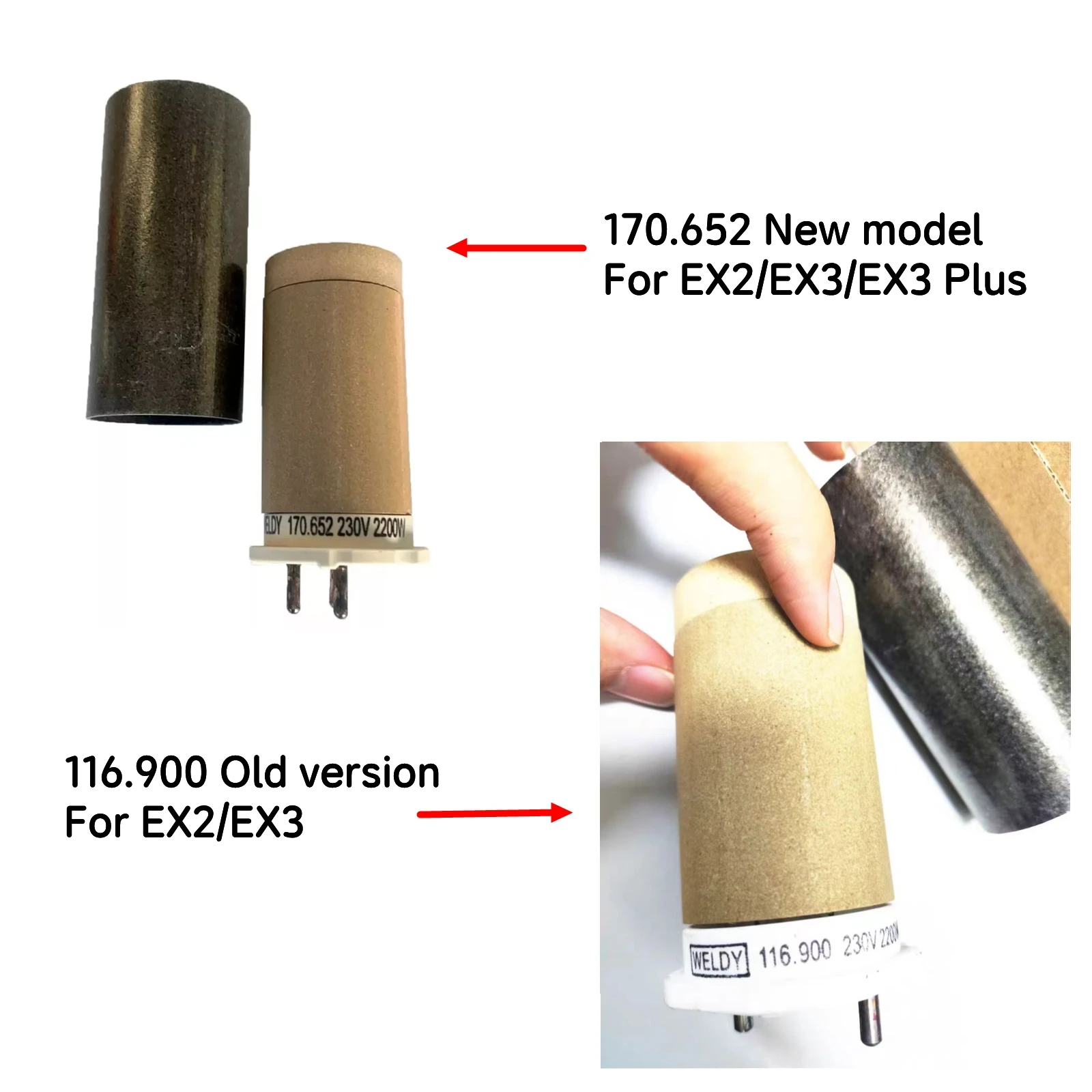 Weldy 2200W Heating Element with Mica Tube for EX2 EX3 Plus Extruder 2200W 116.900/170.652