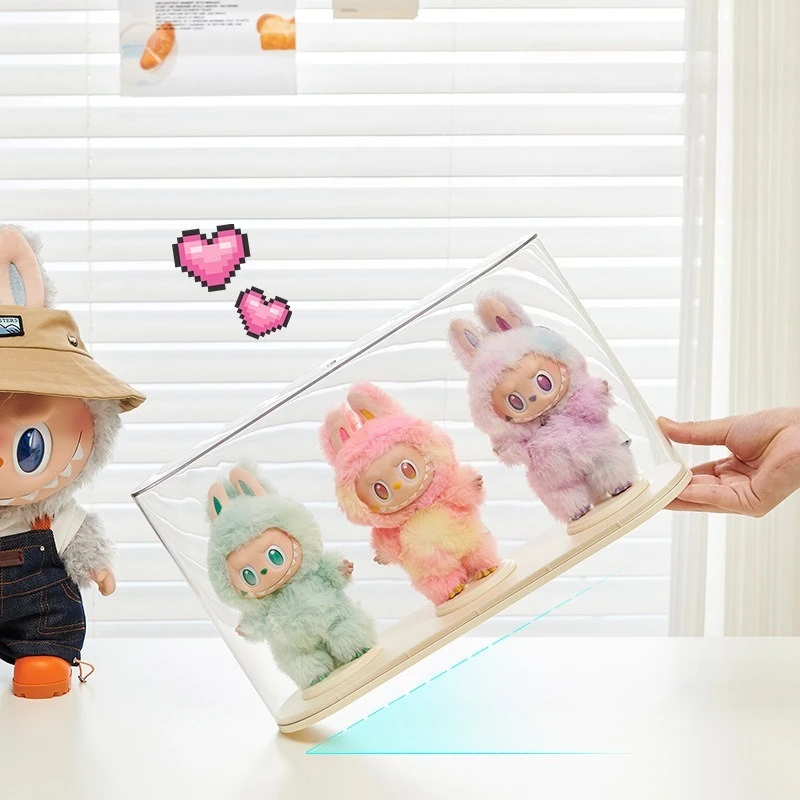 

Прозрачный шкаф-витрина для плюшевых кукол с пылезащитной крышкой и подставкой для Labubu
