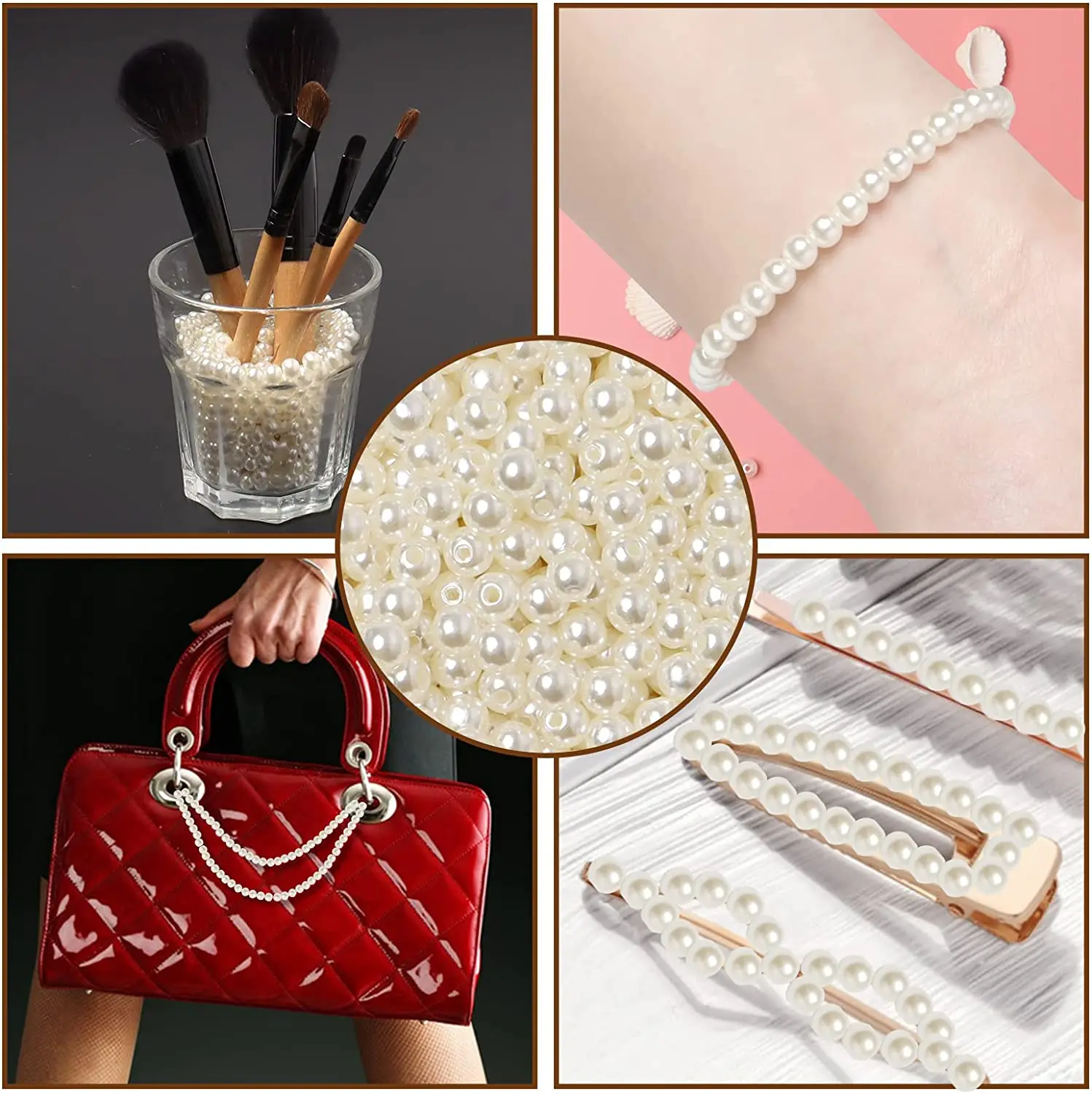 10–1000 Stück Imitationsperlen mit Loch, 3–16 mm, rund, lose Distanzperlen, Basteln, Acrylperlen für DIY-Armbänder, Schmuckherstellung – Detail 4