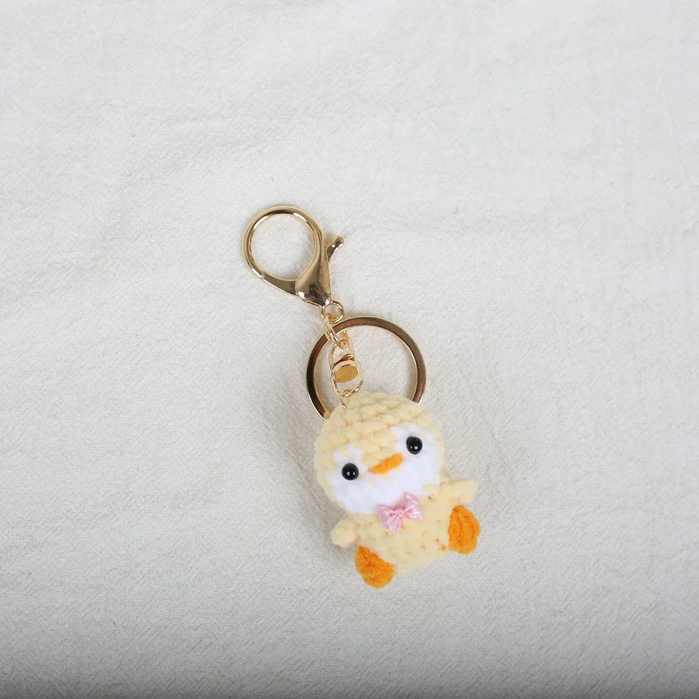 Jewelry Gift Handmade Penguin Keychain Bow Tie Cute Crochet Keychain Soft Wool Mini Knitted Pendant Backpack