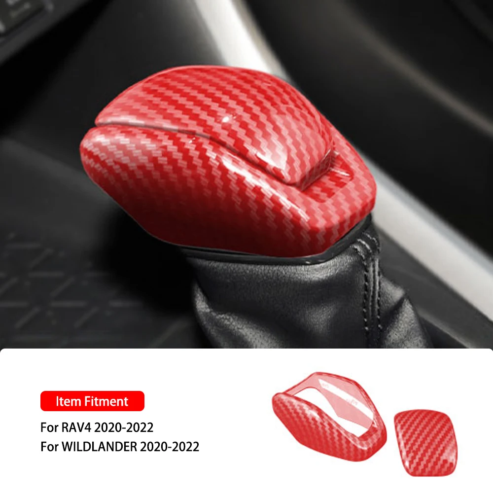 

Red Carbon Fiber Car Interior Gear Knob Shift Cover Trim Sticker for Toyota RAV4 WILDLANDER 2020-2022 Accessories