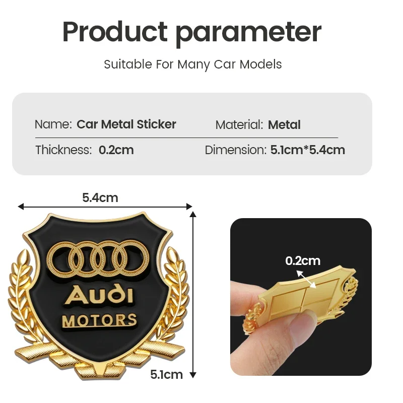 Metal Car logo Sticker Badge Decoration Decals For Audi Sline TT Q2 Q3 Q5 Q7 Q8 A3 A4 A5 A6 A7 S3 R8 B5 B6 B7 B8 C5 RS4 RS5 V8