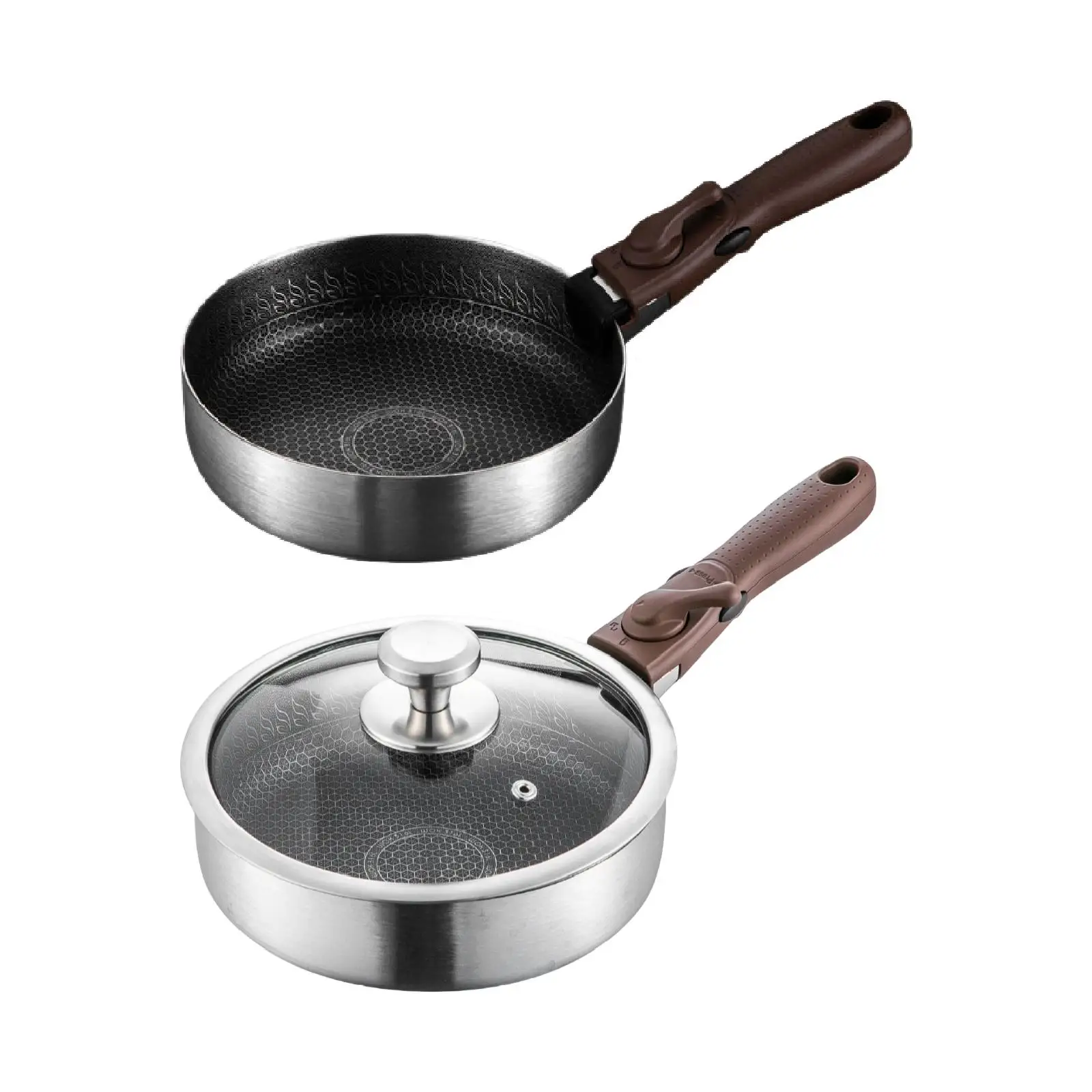 

Nonstick Frying Pan Skillet Flat Bottom Saute Pan with Removable Handle for Pancakes Cooktops Stir Fry Roast Bake Stew Cooker