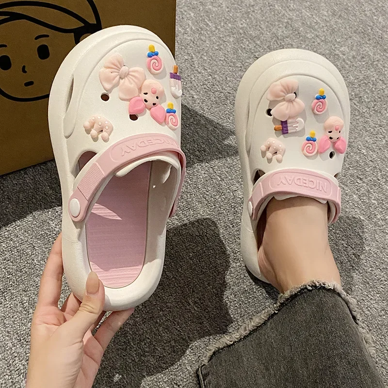 Women's Summer Autumn Outdoor Wear New Cartoon Design Thick Bottom Beach Slippers Home Indoor Comfortable Dongdong Shoes