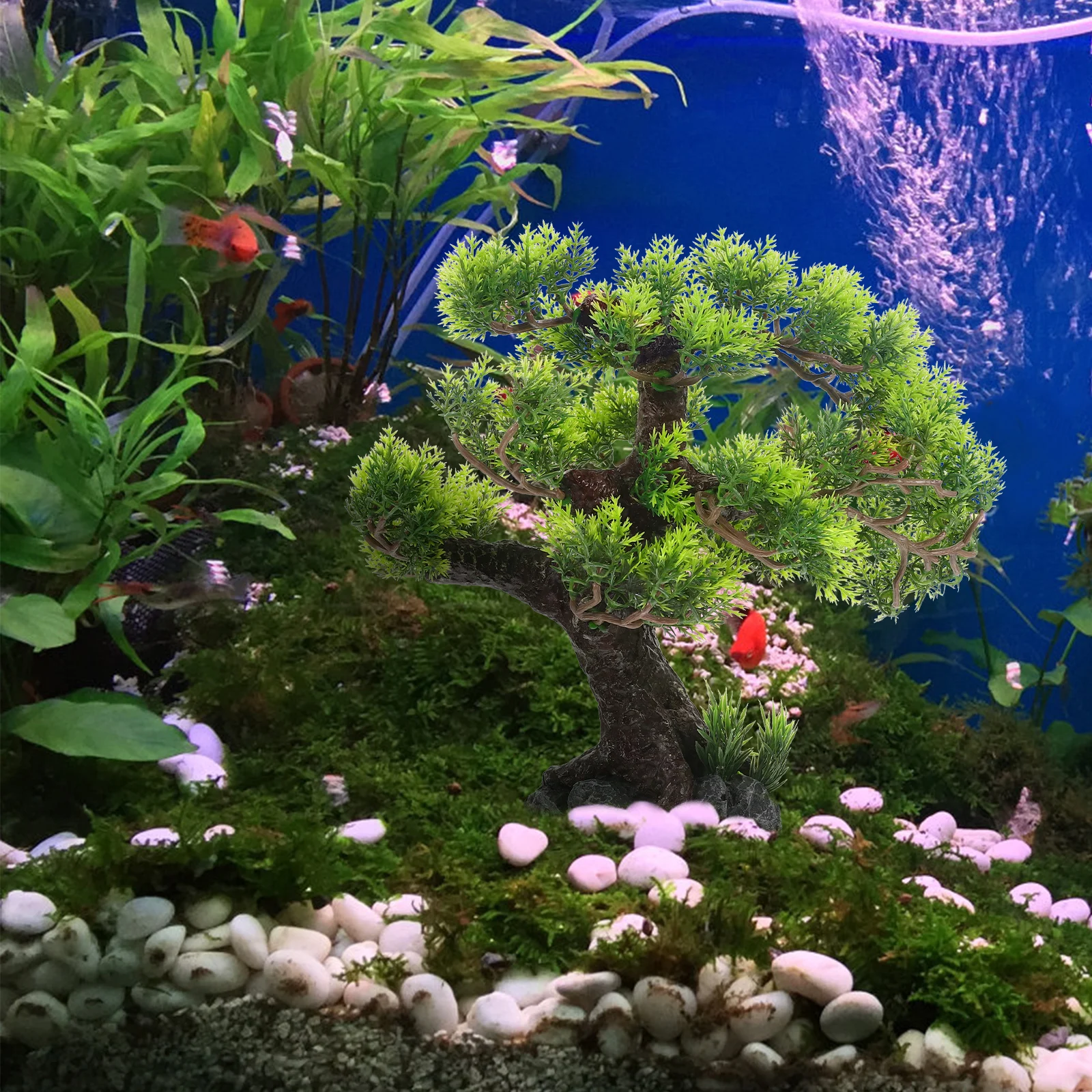 

Resin Aquarium Fish Tank Decor Simulated Faux Plant Lightweight Realistic Office Home Decoration Bonsai Style Fake Tree for Tank
