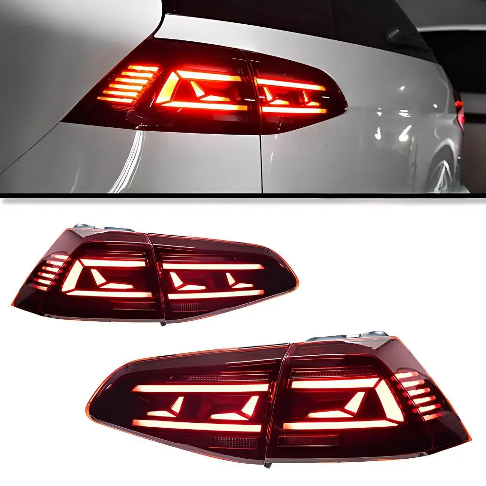 ee-Full LED Tail Light Assembly for vw Golf 7 MK7 2013-2017 | Sequential Flowing Turn Signal DRL Brake Reverse Fog Lamp Pair