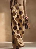 Pantalones Anchos de Mujer Yeezzi con Estampado de Lunares Vintage, Novedad 2026, de Cintura Alta, con Bolsillos Plisados, Holgados, Casuales, para Verano y Oficina