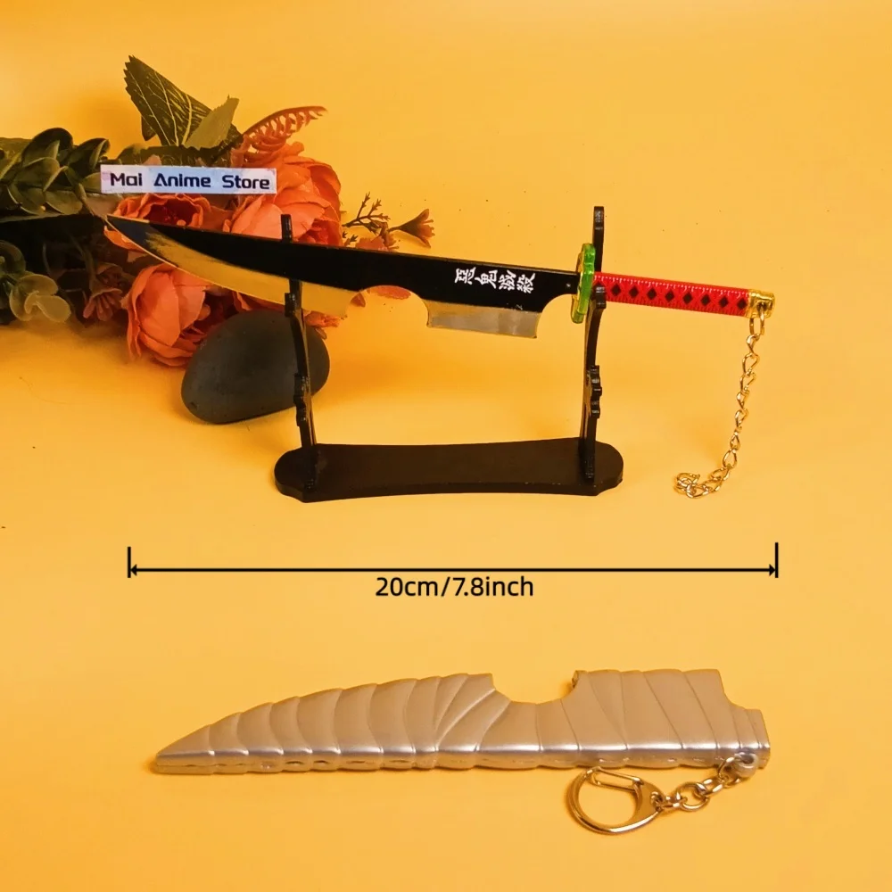 10inch Mini Uzui Tengen Katana Ainme Kimetsu No Yaiba Real Japanese Katana Samurai Metal Demon Slayer Sword Unsharp Toy Gift