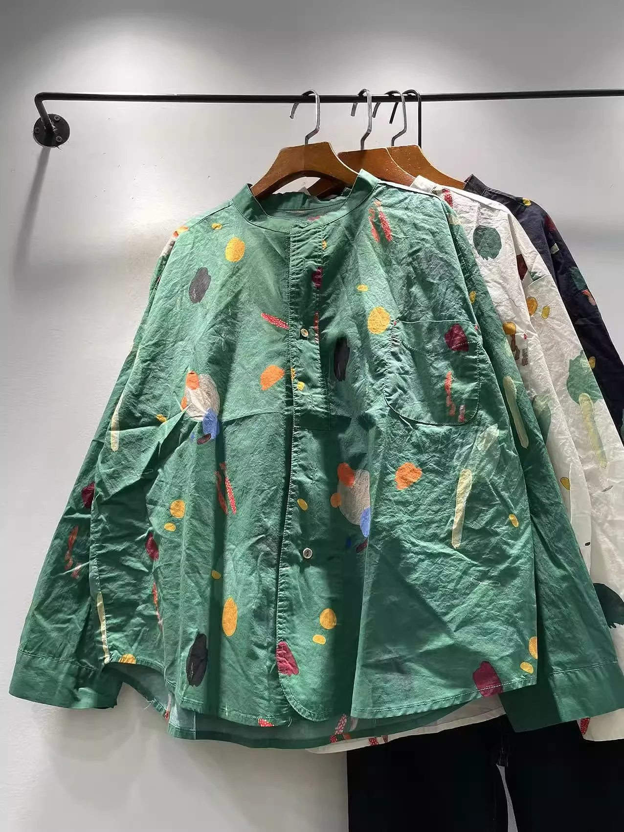 

Enianechu Bust 122 см, Япония, Harajuku, модные бежевые, зеленые, синие рубашки и блузки с мультяшным принтом для женщин, осенние топы с длинными рукавами