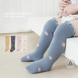 Soft Kids Knee High Socks Baby Boys Girls Cotton Mesh Breathable Soft Socks Newborn Infant Over-Knee Long Tube Cotton Stockings