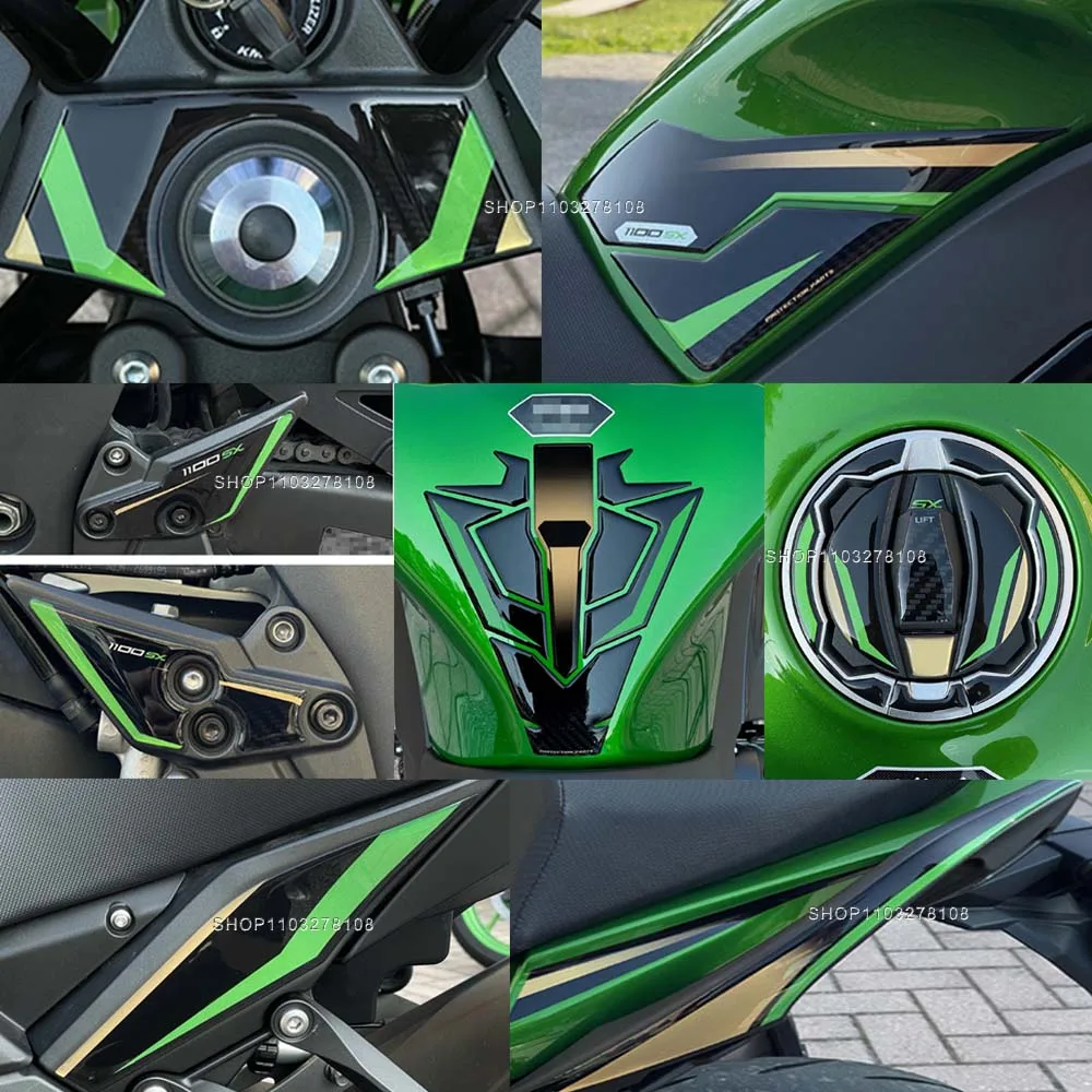 ل Ninja 1100 SX SE 2025 طبعة محدودة دراجة نارية ثلاثية الأبعاد الراتنج عدة خزان الوقود وسادة واقية ملصق جديد ديكور مائي