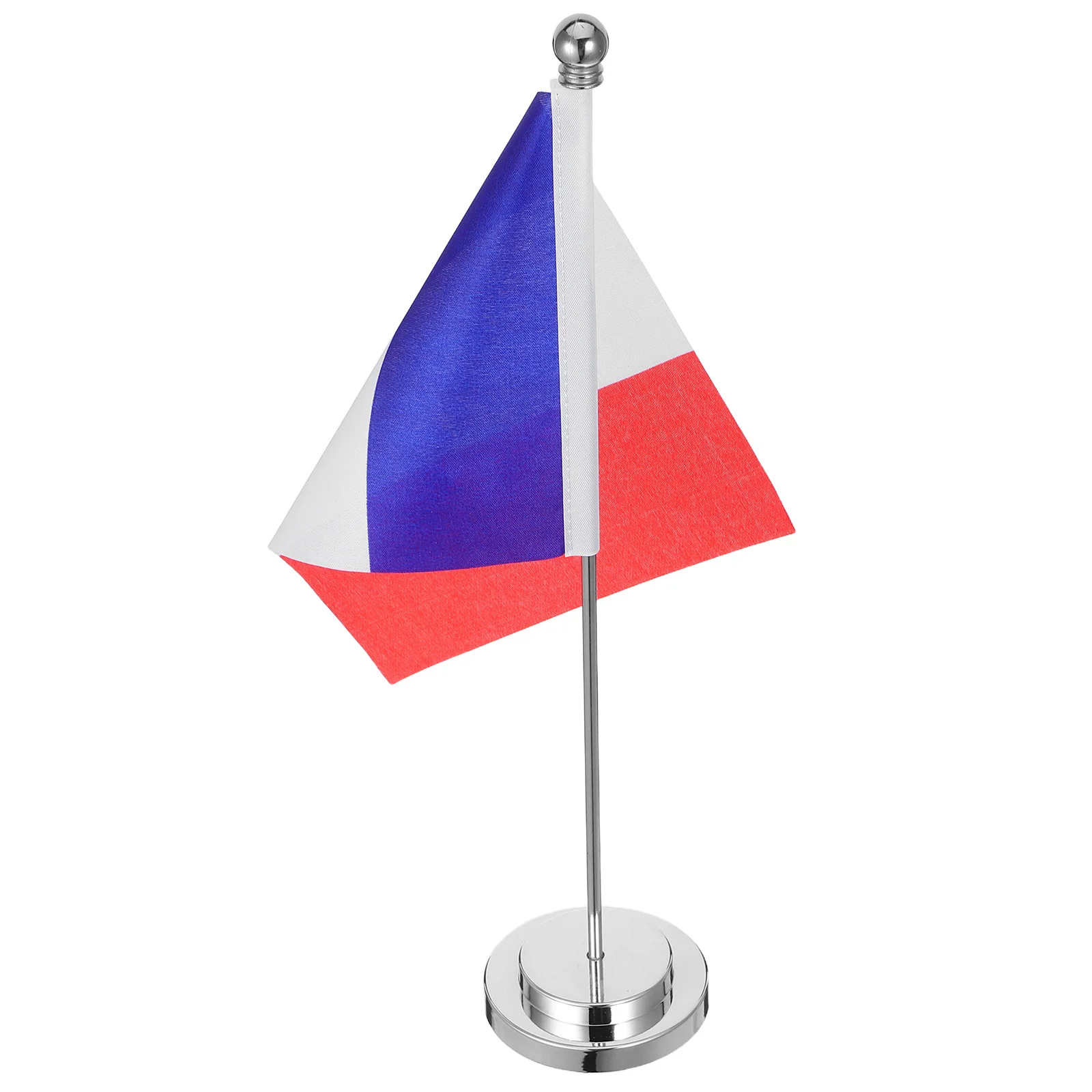 

French Table Flag Desk Ornament Small Polyester Flag With Stand Compact For Office Home Workspace Decor Table Flags With Base