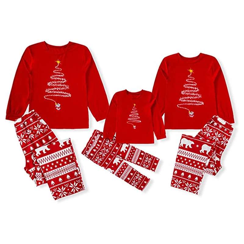 2023 Couples Christmas Family Matching Pajamas Set Red Santa Mother Kids Clothes Christmas Pajamas For Family Clothing Set