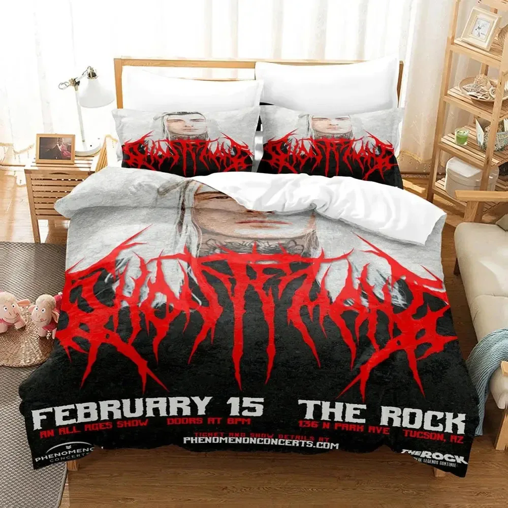 3PCS Single-sided Ghostemane SingerPrinted Comforter Bedding Sets Comfortable Bedspreads Comforter Duvet Bedding Birthday Gift