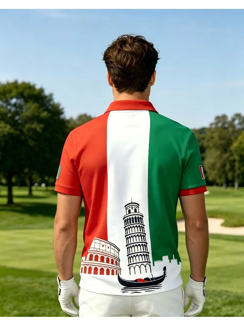 2026 Summer Hot Selling Italian Color Blocked Style Comfortable Charm Golf Polo Shirt Men Fashion Urban Mature Polo Shirt