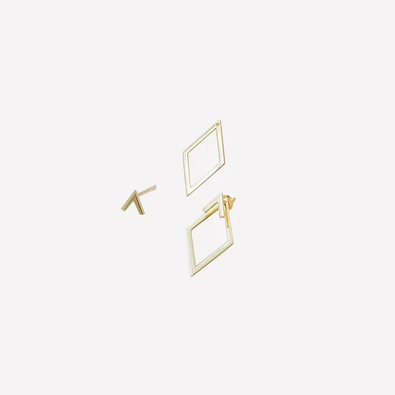 Geometric Square Detachable Triangles Stud Earrings for Women Fashion Jewelry Minimalist Accessories Party Gifts