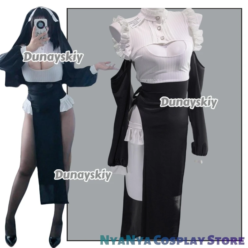 

Black White Dress Hot Anime Cosplay Nun for Sexy Girls Chowbie Nun Costumes Design Dark Reign Cenobite Nun Cosplay Costume