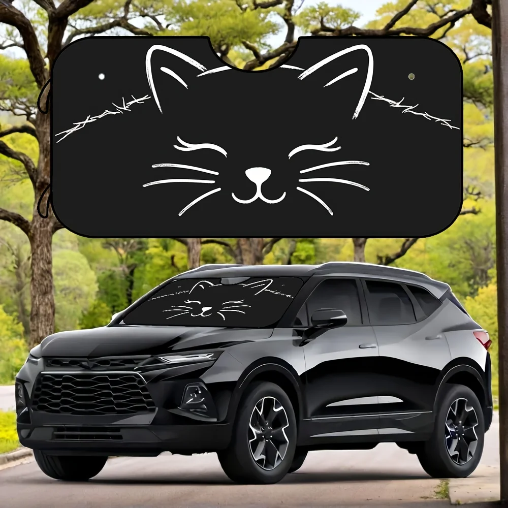 

1 шт., складной солнцезащитный козырек на лобовое стекло автомобиля с очаровательным котом, солнцезащитный блокатор с защитой от ультрафиолета, 4 присоски и пряжка для быстрого хранения