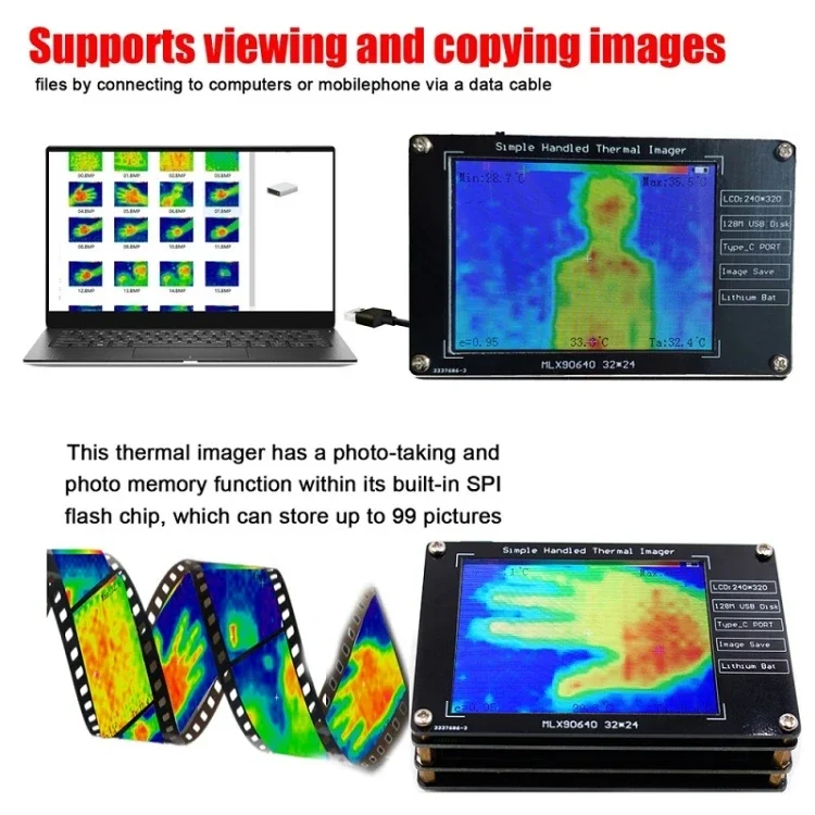 Outil d'Inspection d'Imagerie Thermique Infrarouge Numérique LCD, 2.8 Pouces, MLX90640, Nouveaux Produits