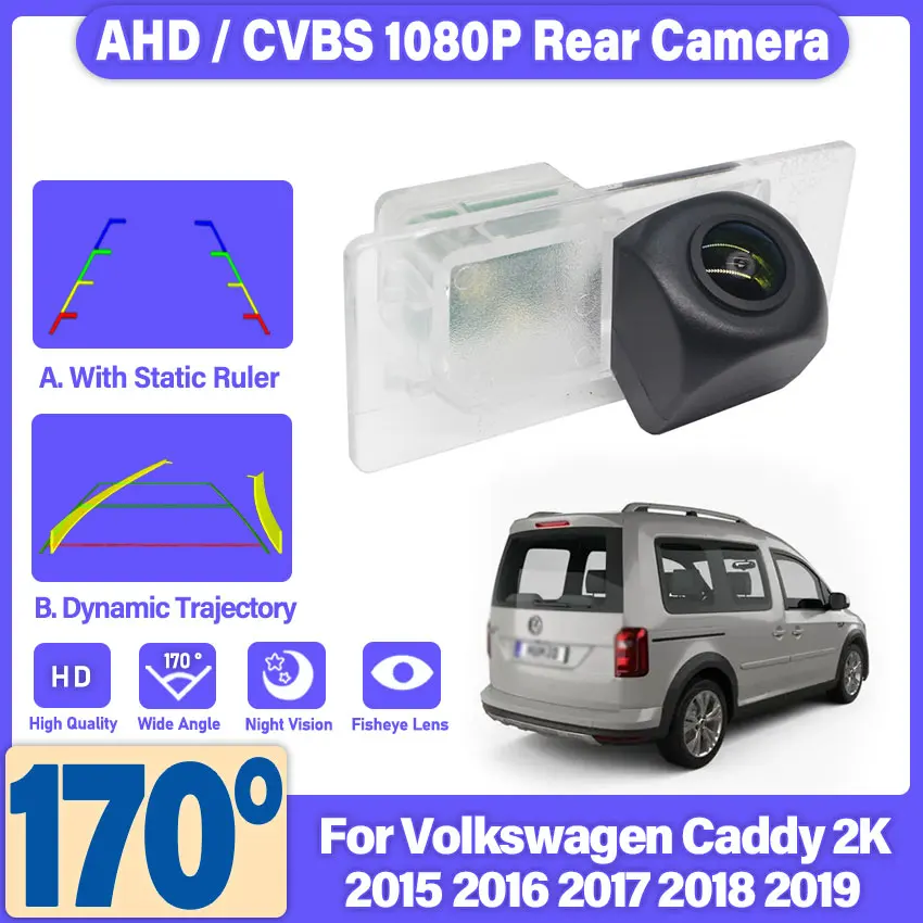 Fisheye Night Vision license plate Camera Backup Rear View Camera For Volkswagen Caddy 2K 2015~2019 Passat B6 B7 wagon 2011~2014