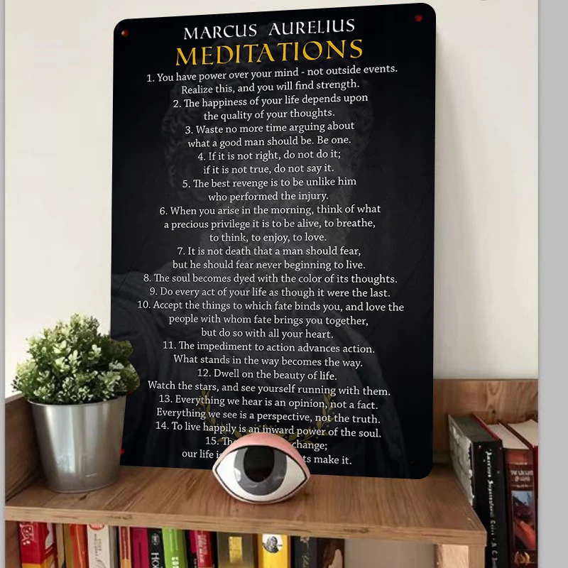 Marcus Aurelius Meditations Philosophical Quotes Metal Wall Art Decor for Home Office Study Room