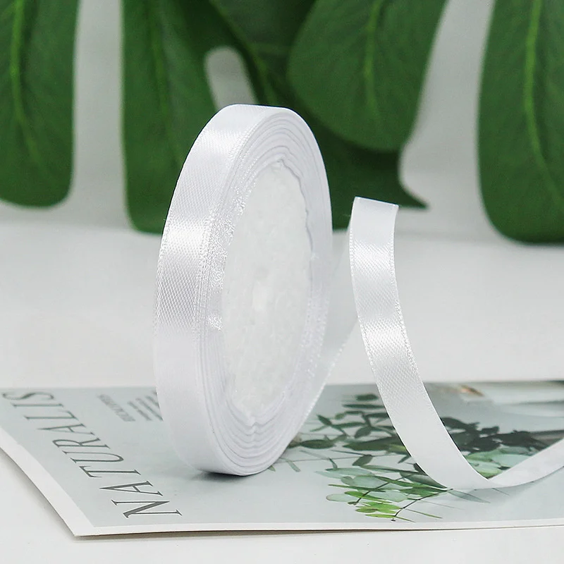 25 Yards White Double Face Satin Ribbon Wholesale Gift Wrapping DIY Christmas Ribbons Home decor Gift Flowers Hair Accessory