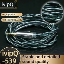 IvipQ 539-Écouteurs à 2 cœurs, litz immergés dans l'huile, placage graphène palladium, câble de remplacement  iem cable   cable hifi  2 pin iem cable  cable iem