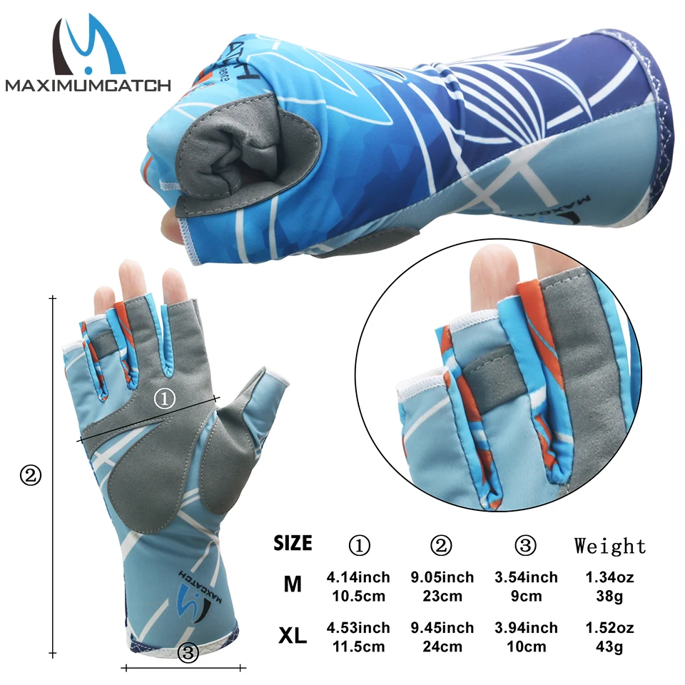 Maximumcatch Fishing Gloves Half Finger Anti-slip Breathable Outdoor Sports High Elastic Cycling Gloves Silk Quick-release Glove