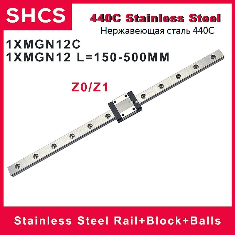 

440C Stainless Steel Rail Block and Ball MGN12 MGN12C Linear Rail with MGN12C Z0 MGN12C Preload Z1 Carriage Block