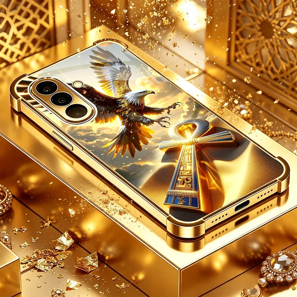 Redemption Golden Eagle Phone case High-end Glass phone case for Samsung Galaxy S26/S25/S24/S23/S22/S21 FE Ultra Plus Shockproof