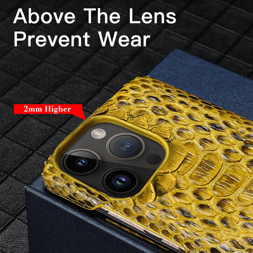 LANGSIDI حافظة هاتف فاخرة لهاتف آيفون 16 15 11 12 13 14 17 Pro Max Air Plus 15Pro 17Pro 16Pro غطاء خلفي من جلد الثعبان الأصلي