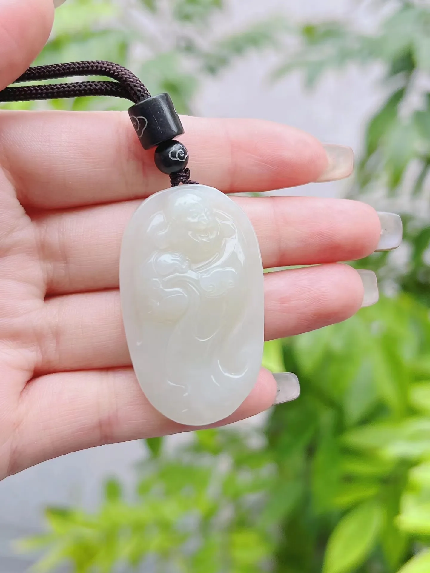 

Hetian Jade Big Ear Maitreya Buddha Pendant Jewelry 8239#