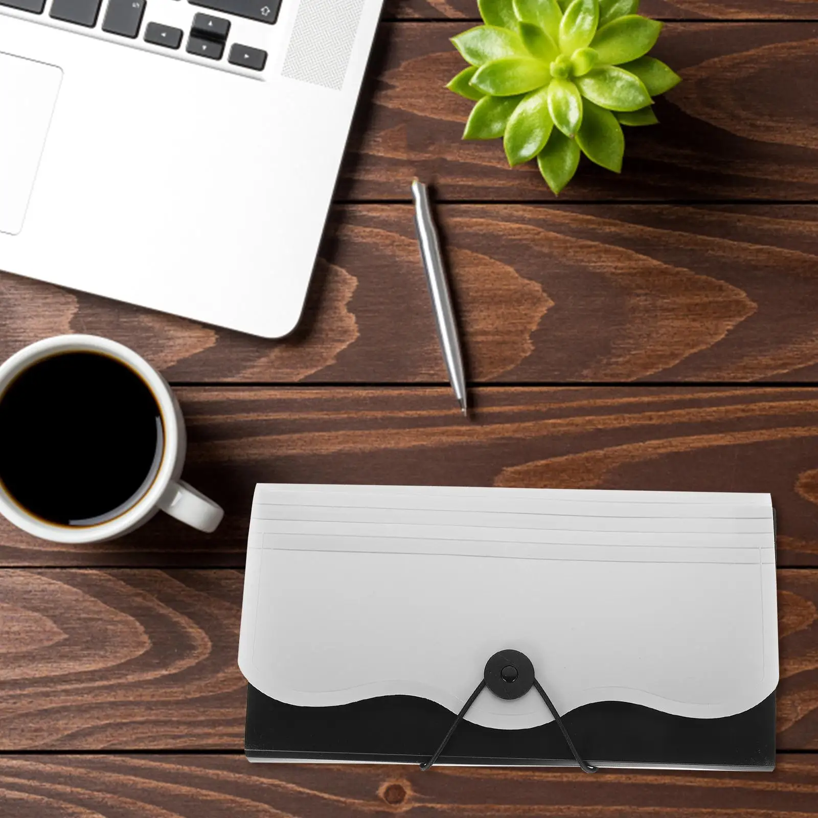 Expanding Receipt Organizer Bag Document Paper Silver Polyester Small Accordion File