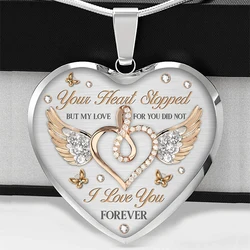 Infinity Heart Angel Wings Pendant Necklace Daddy's Girl Epoxy Necklaces Memorial Jewelry Gift