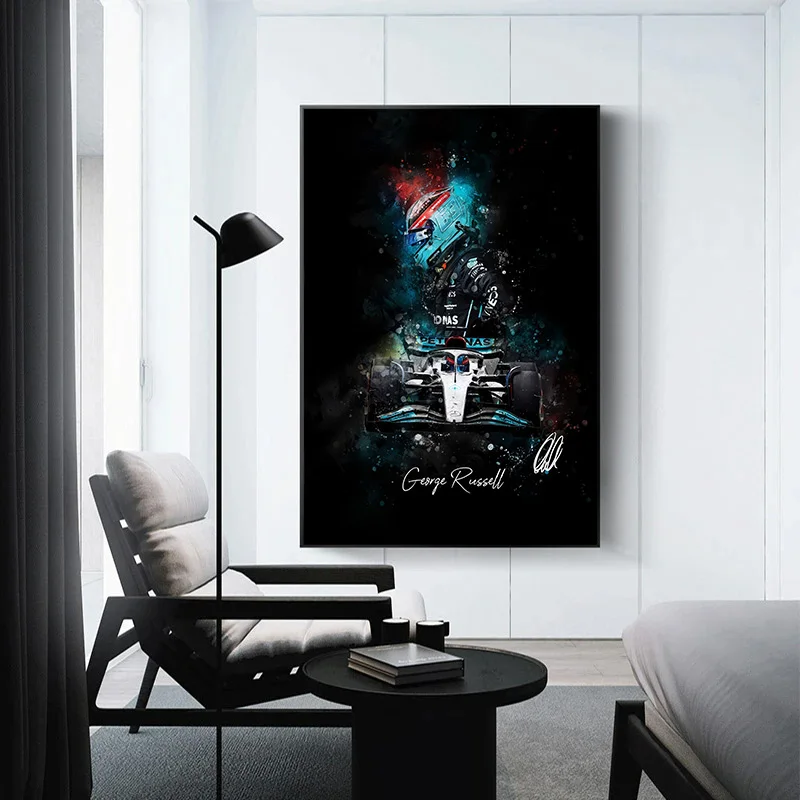 F1 Formula 1 Racer Legend Lewis Hamilton Poster Canvas Painting Watercolor Aesthetic Wall Art for Living Room Home Decoration