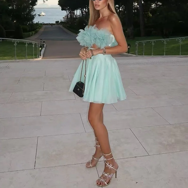 

Комплект юбки Floral ter Ne, женский модный универсальный летний комплект из полиэстера 2025, ор Све круглой Ne Накладные волосы