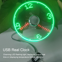 USB Clock Fan With LED Time Display Portable Mini Flexible Cooling Fan with Switch for Desktop Laptop Clock Fans