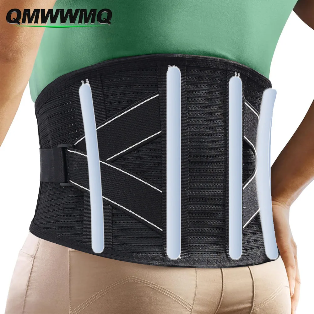 1 قطعة دعامة الظهر لتخفيف آلام أسفل الظهر للنساء/الرجال ، حزام دعم الظهر مع 4 أماكن للرفع الثقيل ، القرص المنفتق ، Sciatica