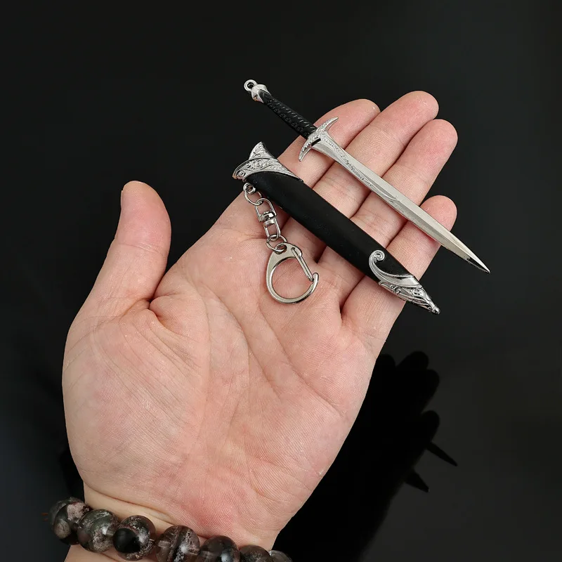 12cm/4.72in Pierścień Rodzaj Gra Peryferia Modele Broni Kolczaste Miecze Metalowe Rękodzieło Zabawki Zawieszki Ozdoby Kolekcja Prezent na Biurko