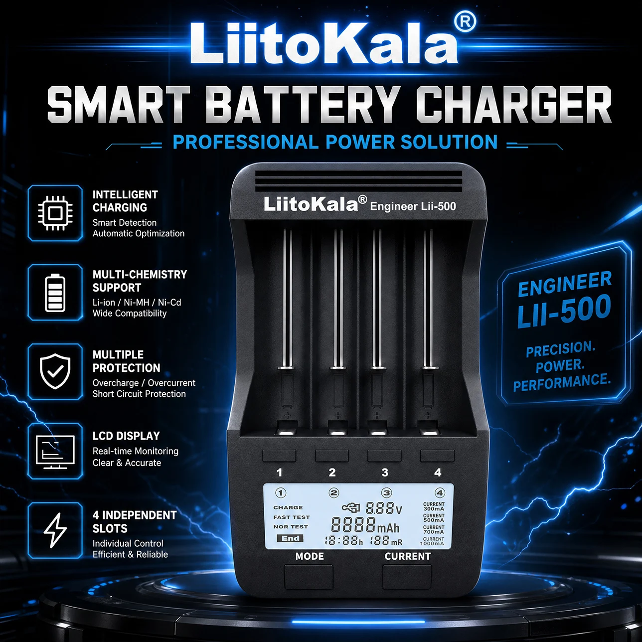 Rechargeable Battery Aa - Зарядное устройство LiitoKala Lii-500 Smart с