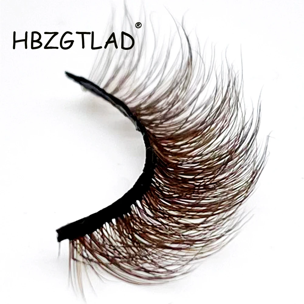 HBZGTLAD 3D Real Mink Lashes Wholesale Natural Brown False Colored Eyelashes Makeup Thick Long Black Lashes Extension Supplies