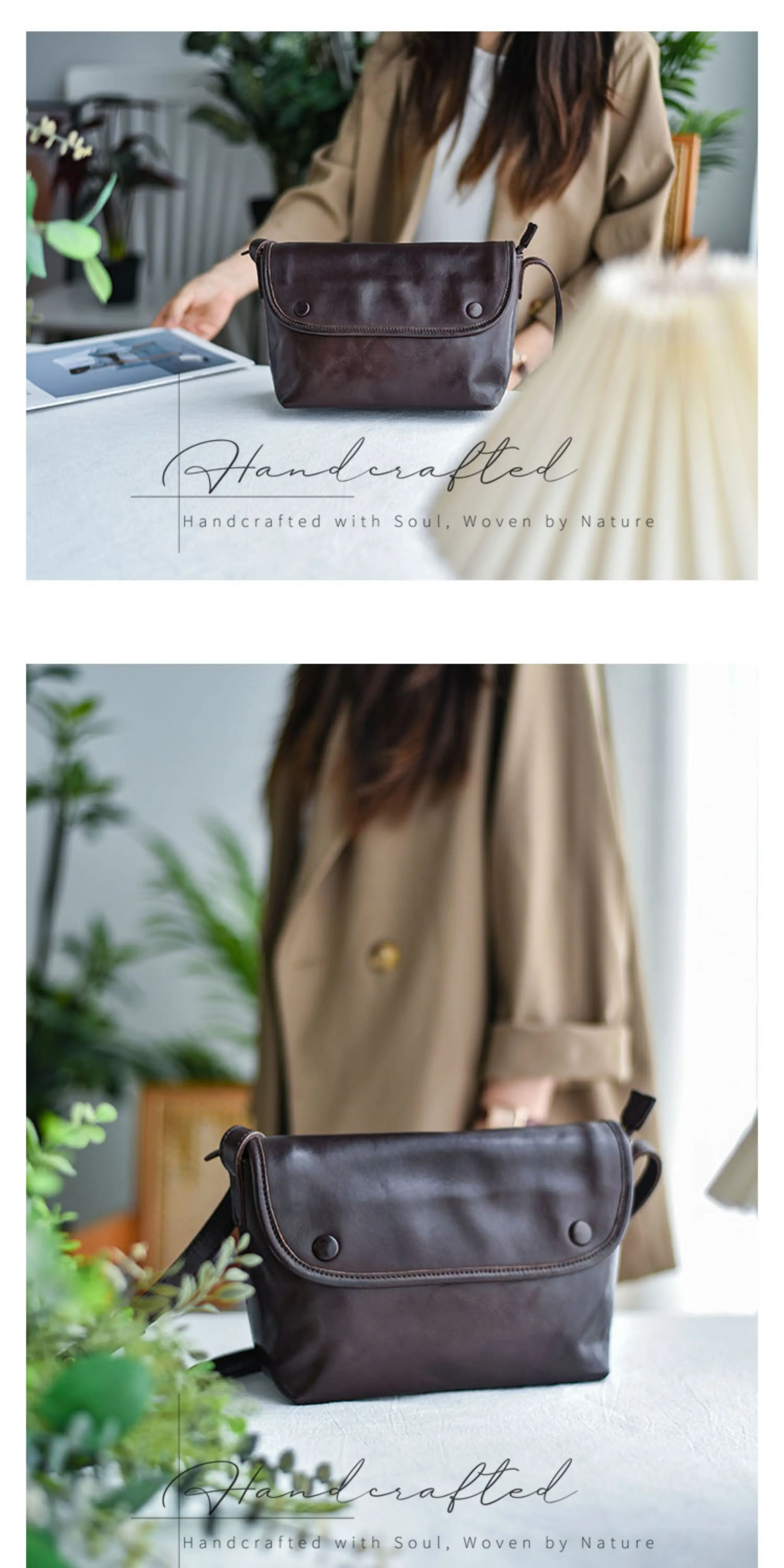 PNDME lässige Vintage-Umhängetasche aus pflanzlich gegerbtem Rindsleder für Damen, Outdoor, Alltag, Reisen, handgefertigte Umhängetasche aus echtem Leder – Detail 14